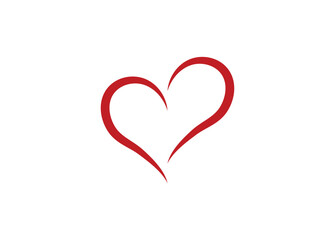 Abstract heart shape outline. Vector illustration. Red heart icon in flat style.
