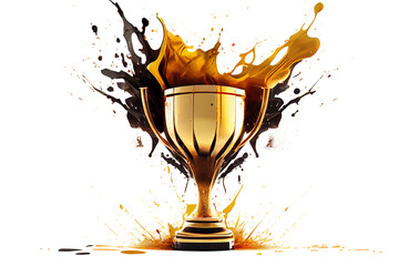 Gold trophy cup win victory won - obrazy, fototapety, plakaty