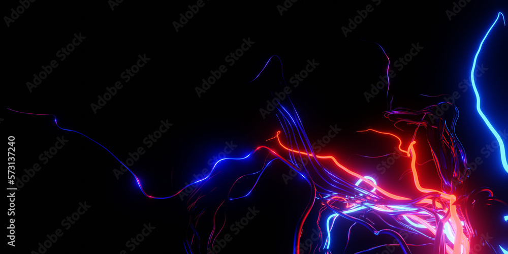 Aufkleber 3d rendering. abstract minimalist background with colorful glowing neon lines.