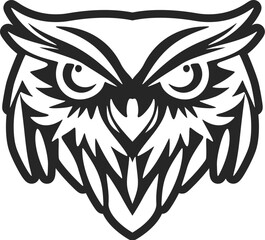 Chic black white vector logo of the owl. Isolated.