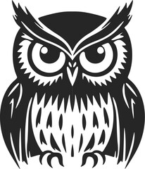 A chic black owl logo. Isolated on a white background.