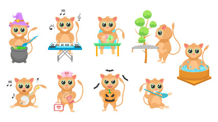 BIg Set Abstract Collection Flat Cartoon Different Animal Tarsiers Vector Elements Fauna Wildlife