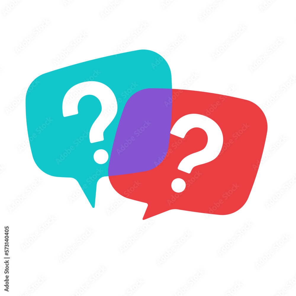 Poster speech bubbles with question marks doubt concept problem solving