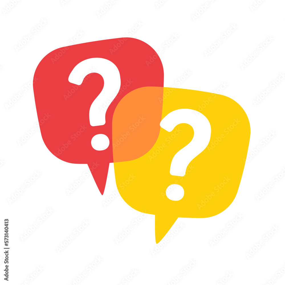 Poster speech bubbles with question marks doubt concept problem solving