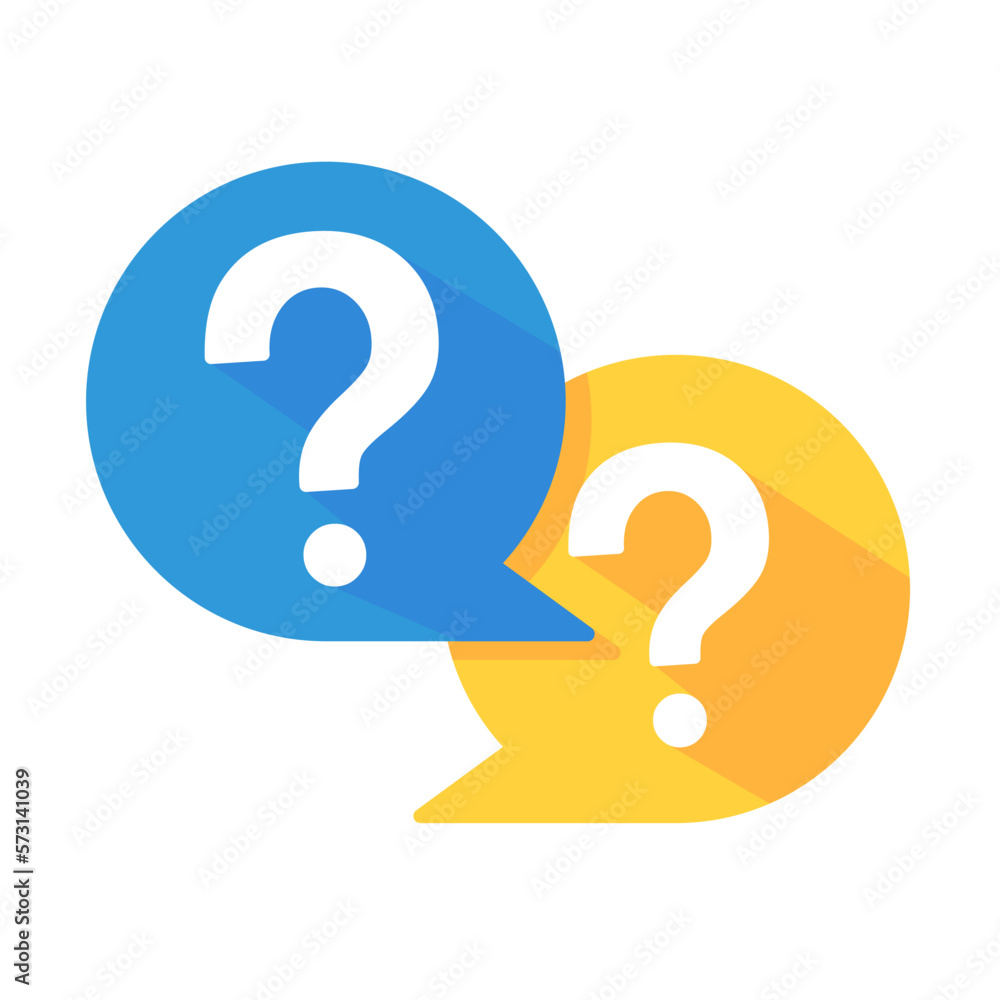 Poster speech bubbles with question marks doubt concept problem solving