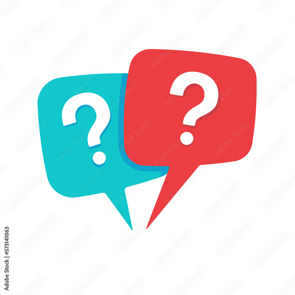 Poster speech bubbles with question marks doubt concept problem solving