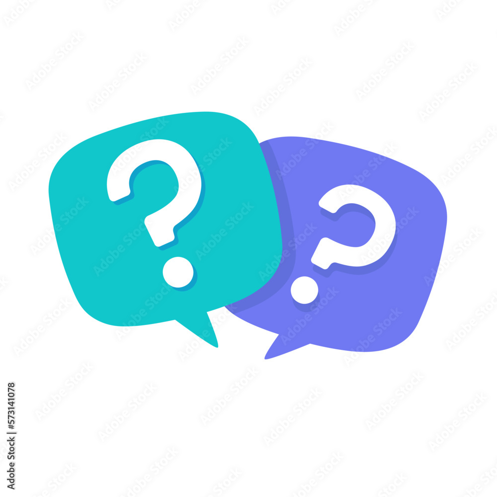Poster speech bubbles with question marks doubt concept problem solving