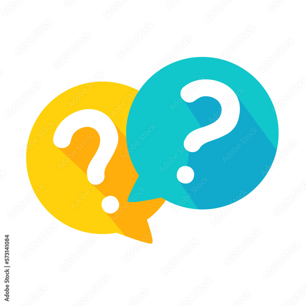 Poster speech bubbles with question marks doubt concept problem solving