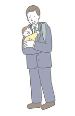 スーツ姿のお父さんと赤ちゃん