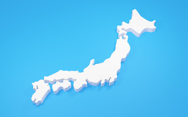 背景が青い3Dの立体的な日本地図のイラスト - obrazy, fototapety, plakaty
