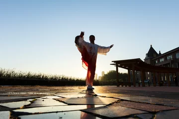 Foto op Plexiglas An old man performing Chinese martial arts © zhengzaishanchu