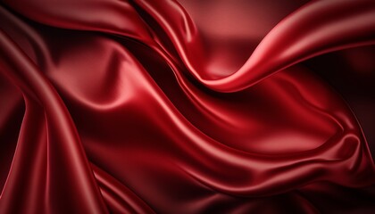 Fototapeta na wymiar Background texture red color with satin cloth. silk cloth flying. cosmetic product presentation template. Satin fabric in motion. AI-Generated