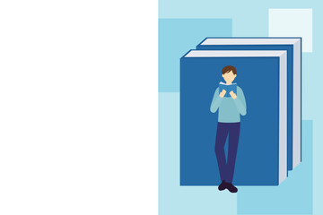 Obraz premium 本を読む男性イラスト