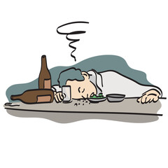 masterBGline art drunk manon table illustration vector hand drawn isolated on white background