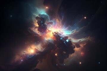 Obraz na płótnie Canvas Abstract background. Colorful nebula. Fantasy fractal texture. Digital art. 3D rendering.