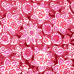 Fototapeta na wymiar Ajrakh Pattern and block print Pattern with batik print allovers textile pattern