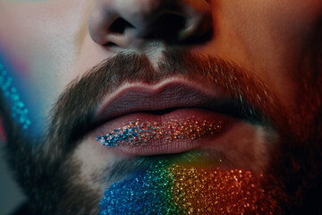 Bearded mouth with glitters, generative AI