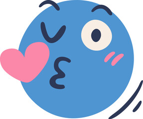 Hand drawn cartoon expression sign doodle flat icon Kiss emotion