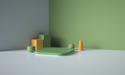 3D rendered geometric booth background