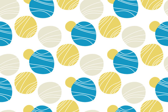 Abstract round doodle shapes in seamless pattern for textile, fabric, wallpaper. stylized ice cream scoops