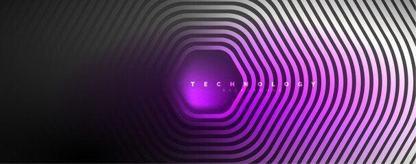 Techno shiny hexagons abstract background, technology energy space light concept, abstract background wallpaper design
