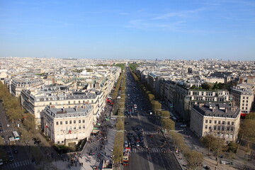 Fototapeta na wymiar Panorama view from Arc de Triomphe in Paris, France