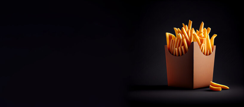 french fries realistic 3D, product showcase for food photography generative ai