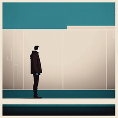 Fototapeta premium A person with a surreal and minimalist background