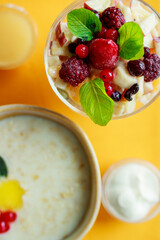 Fruit breakfast with porridge