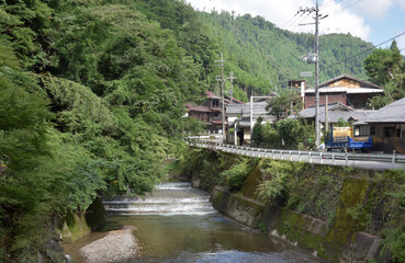 北山杉の里　清滝川と中川の街並み　京都市北区中川