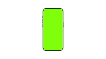 Smartphone Animated Mockup with Green Screen, Isolated on White Background. Animation for Apps or Mobile Web-Site Presentation