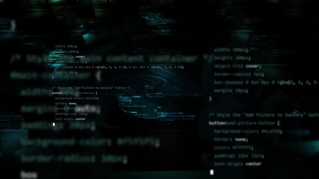 programming code language of web or something with ai robot hands typing on virtual keyboard hud interface style in shadows