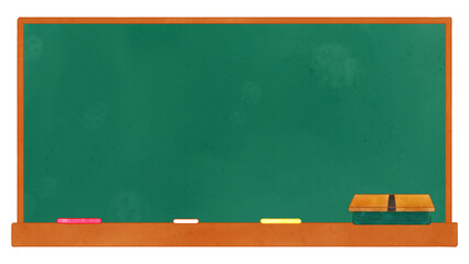 Blackboard with blackboard eraser and chalk PNG