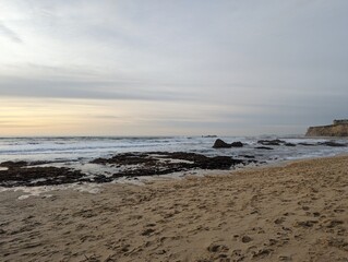 sunset over the Pacific Ocean, sunset in Half Moon Bay State Beach