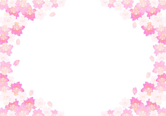 Fototapeta na wymiar 水彩和風の桜の花のフレーム