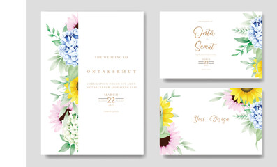 Beautiful watercolor Floral Hydrangea wedding invitation Card Template