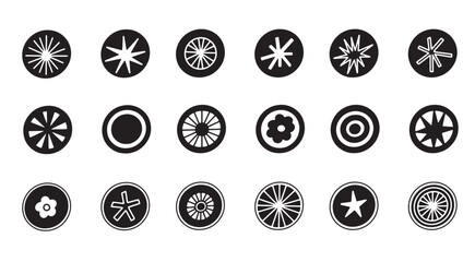 Various circle abstract elements in black, on white background. Pattern design in circle.