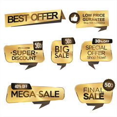 Obraz premium Super sale gold and white retro badges and labels collection 