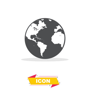 Earth icon in black and white colour