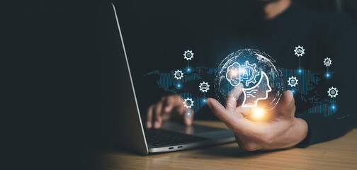 AI learning and business artificial intelligence, modern , transformation of ideas and the adoption...