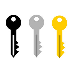 Set black silver and golden yellow vintage key icon flat vector design