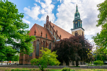 Saint Mary's church (St. Marienkirche) on Alexanderplatz square, Berlin, Germany