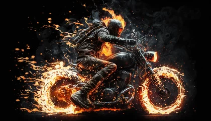Foto op Plexiglas biker on fire © dani