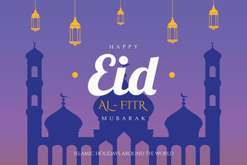 Eid al-Fitr mubarak islamic holiday background design template for banner