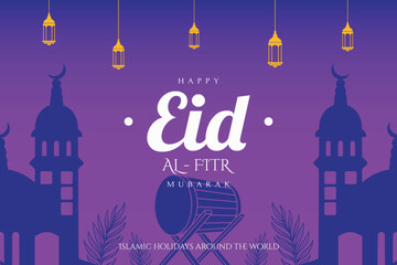 Eid al-Fitr mubarak islamic holiday background design template for banner