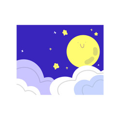 Hand drawn the moon, stars and clouds cartoon. PNG transparent.