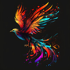 phoenix silhouette - obrazy, fototapety, plakaty