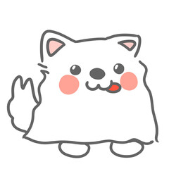 Cute white hair cute puppy cartoon, PNG transparent, hand drawing.