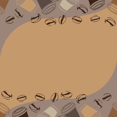 abstract creative background vector design in brown color and coffee cup for design template, social media story, coffee shop 