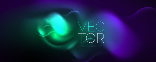 Neon glowing waves, magic energy space light concept, abstract background wallpaper design